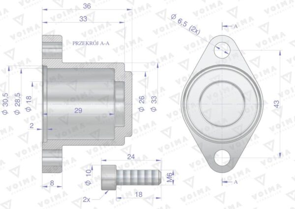 Kołpak rozdzielacza hydraulicznego dolny 40l voima - obrazek 2
