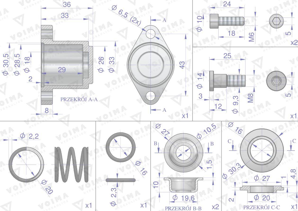 Kołpak rozdzielacza hydraulicznego dolny kompletny 40l voima Kołpak rozdzielacza hydraulicznego dolny kompletny 40l voima - obrazek 2