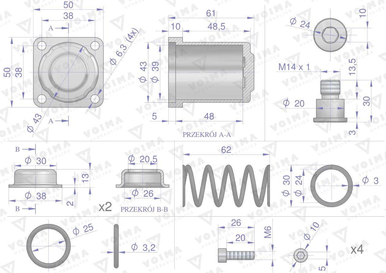 Kołpak rozdzielacza hydraulicznego dolny kompletny 120l voima Kołpak rozdzielacza hydraulicznego dolny kompletny 120l voima - obrazek 2