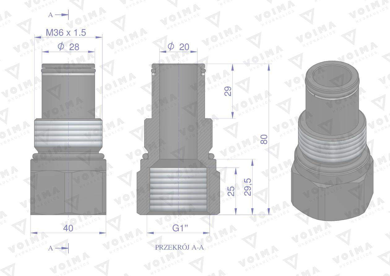 Tuleja ciśnieniowa łącząca rozdzielacze hydrauliczne 120l voima Tuleja ciśnieniowa łącząca rozdzielacze hydrauliczne 120l voima - obrazek 2