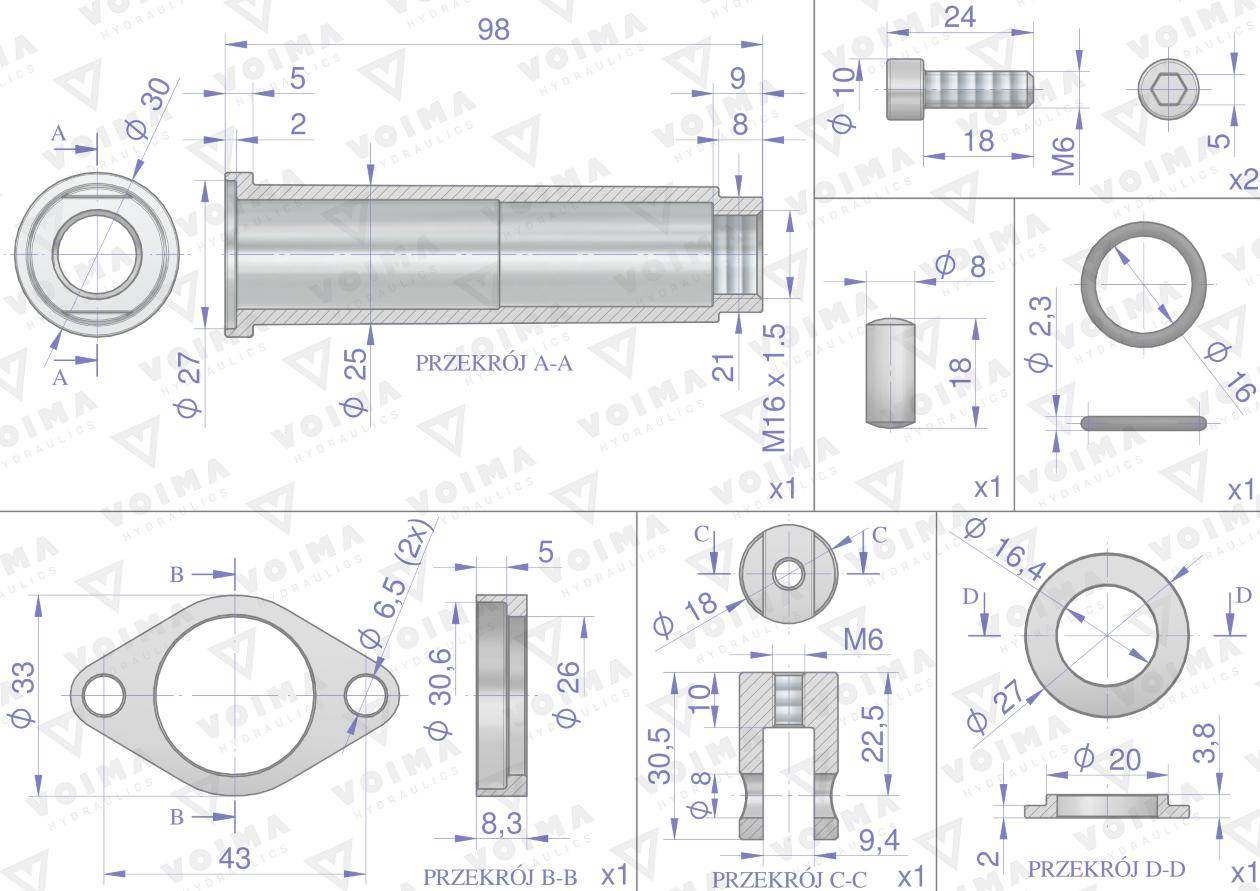 Zestaw kit do rozdzielacza hydraulicznego 40l mocowanie linki voima Zestaw kit do rozdzielacza hydraulicznego 40l mocowanie linki voima - obrazek 2