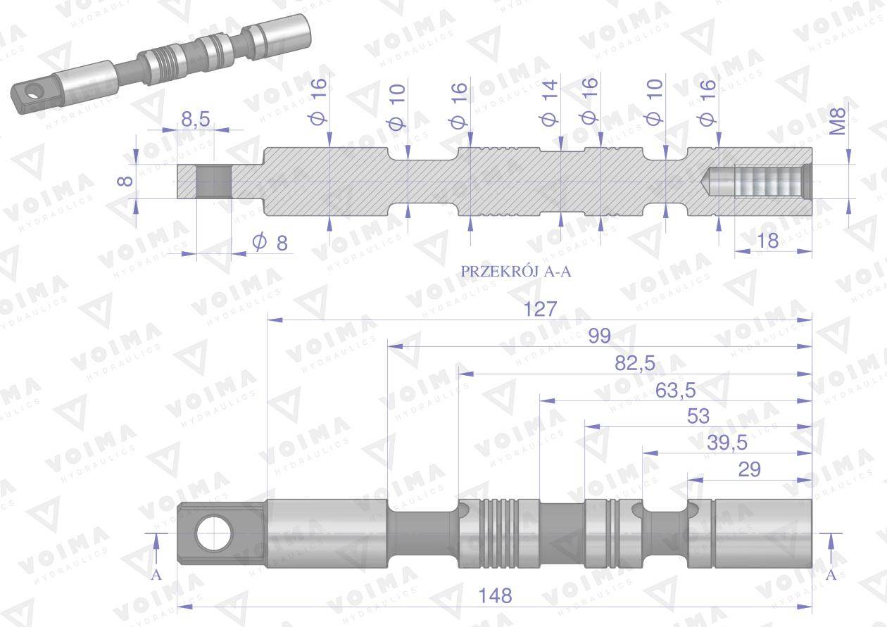 Suwak do sekcji nurnikowej 1-stronnego działania rozdzielaczy hydraulicznych 40l voima Suwak do sekcji nurnikowej 1-stronnego działania rozdzielaczy hydraulicznych 40l voima - obrazek 2