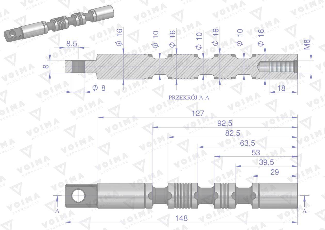 Suwak do sekcji zwykłej standardowej rozdzielaczy hydraulicznych 40l voima Suwak do sekcji zwykłej standardowej rozdzielaczy hydraulicznych 40l voima - obrazek 2