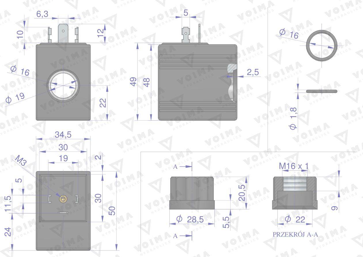 Cewka do rozdzielacza hydraulicznego 40l 24v voima Cewka do rozdzielacza hydraulicznego 40l 24v voima - obrazek 2