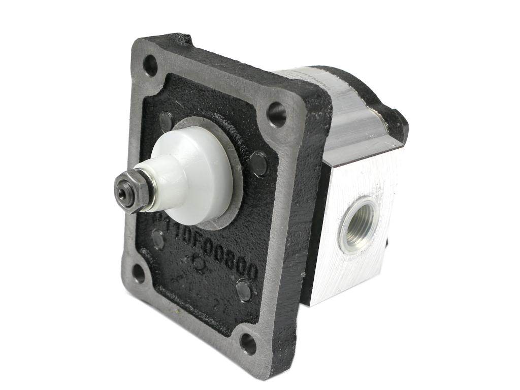 Pompa hydrauliczna zębata 1.0cm3 grupa 1 typ europejski wałek 18 przyłącza obustronnie gwinty wewnętrzne 3/8 obroty prawe max.250 bar waryński