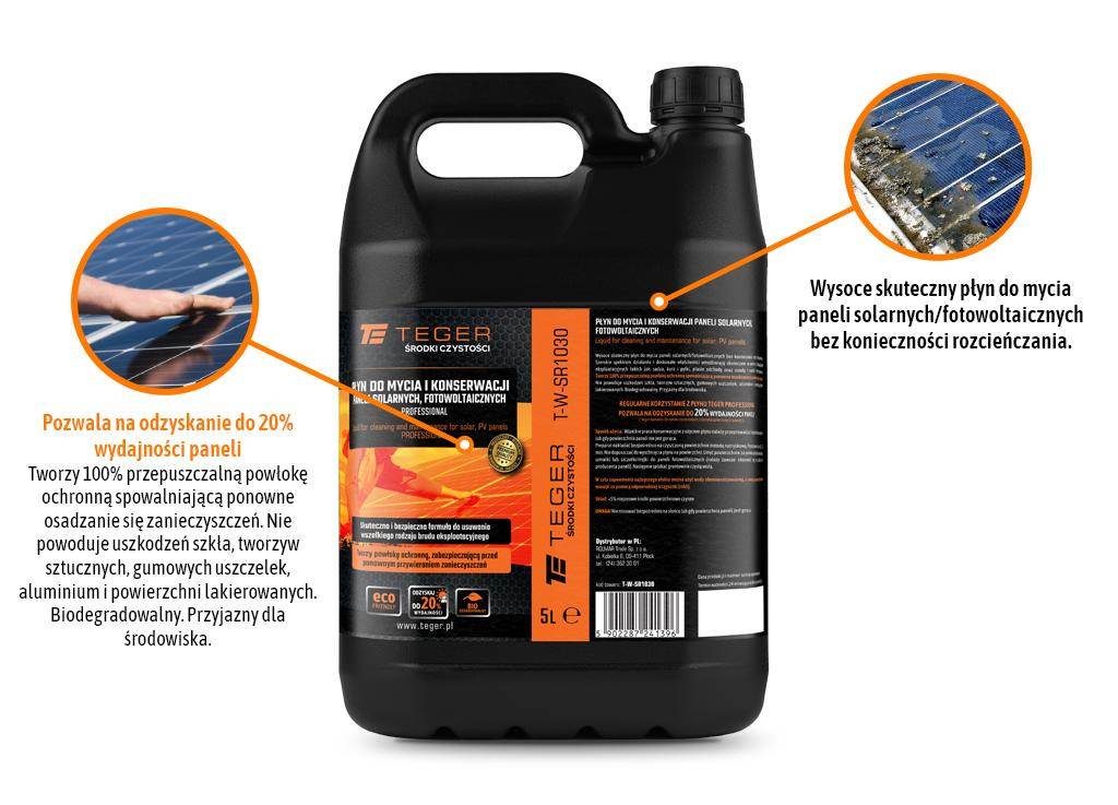 Płyn do mycia i konserwacji paneli solarnych i fotowoltaicznych professional 5l teger Płyn do mycia i konserwacji paneli solarnych i fotowoltaicznych professional 5l teger - obrazek 2