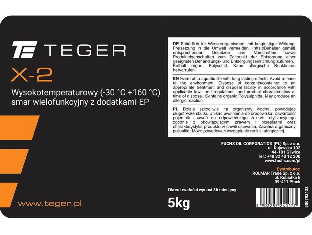 Smar wielofunkcyjny wysokotemperaturowy z dodatkami ep teger x-2opakowanie 5kg Smar wielofunkcyjny wysokotemperaturowy z dodatkami ep teger x-2opakowanie 5kg - obrazek 2