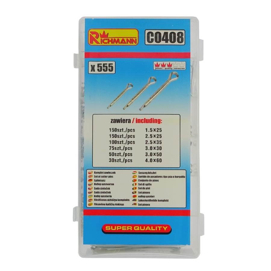 Komplet Zawleczek Prostych 70 Szt 20-50mm