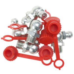 Komplet Smarowniczek M8x901 5szt Osłona Smarowniczki Czerwona Pzl Hydral