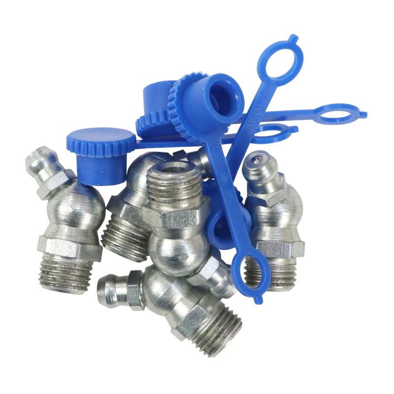 Komplet Smarowniczek M10x45 5szt Osłona Smarowniczki Niebieska Pzl Hydral