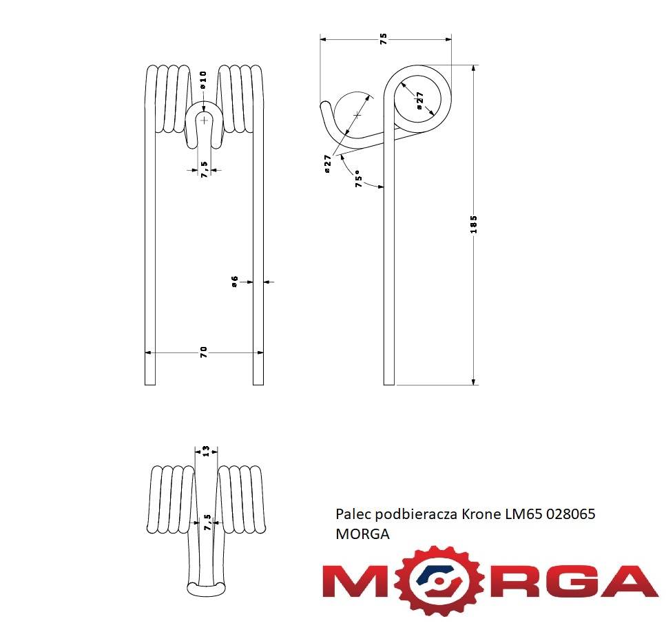 Palec Podbieracza Krone Lm65 028065 Malowane Proszkowo Morga Palec Podbieracza Krone Lm65 028065 Malowane Proszkowo Morga - obrazek 5