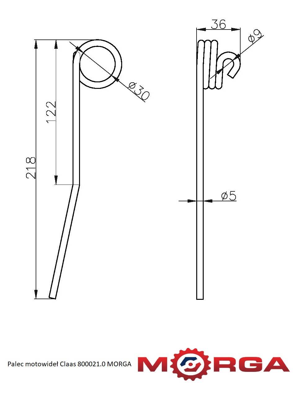 Palec Motowideł Claas 800021.0 6903091 Malowane Proszkowo Morga Palec Motowideł Claas 800021.0 6903091 Malowane Proszkowo Morga - obrazek 5