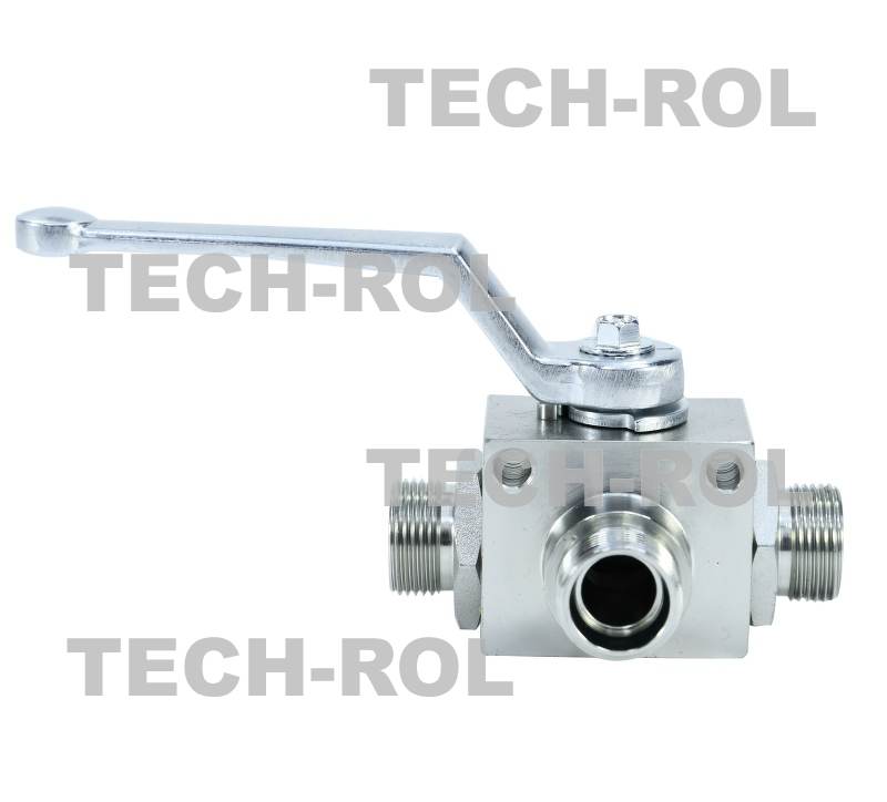 Zawór kulowy trójdrożny M22x1,5 przepływ 60 litrów / minutę