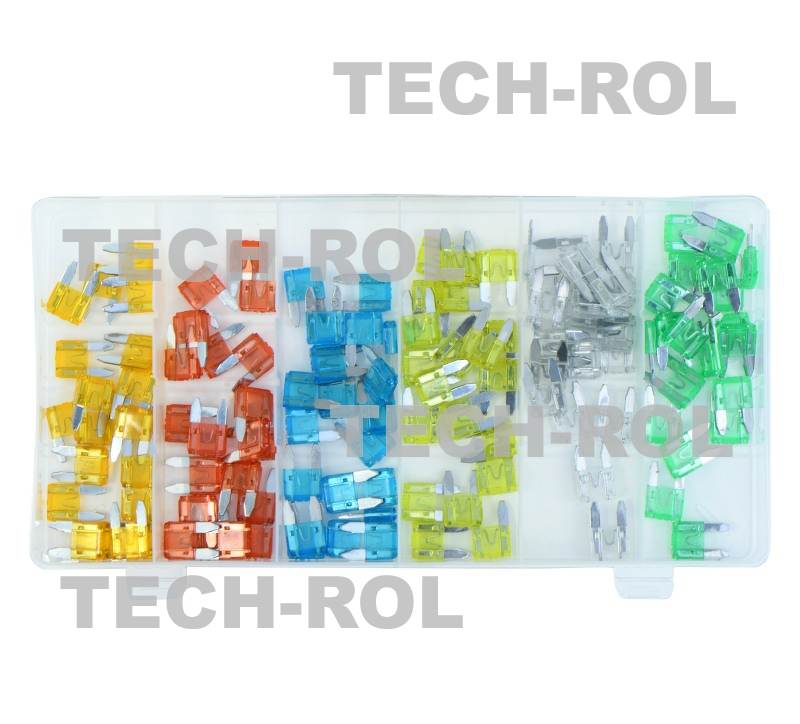 Zestaw bezpieczników płytkowych MINI - MIX - 120 elementów 5A - 30A