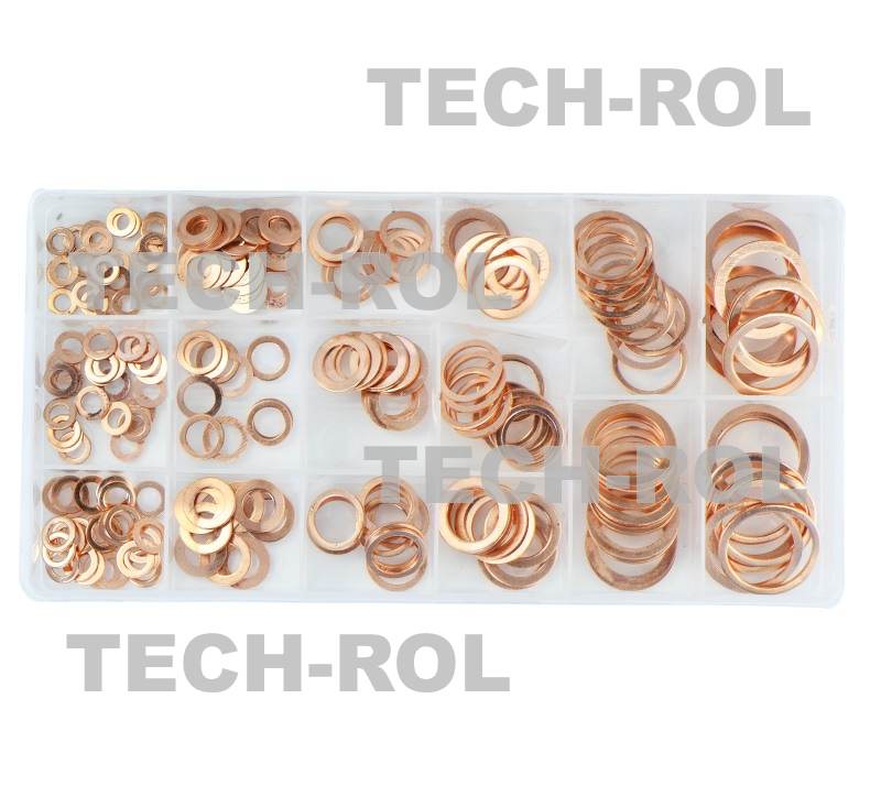 Zestaw podkładek miedzianych miękkich 16 rozmiarów 220 elementów