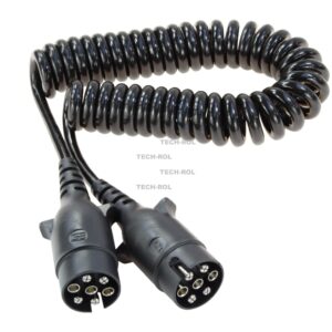 Złącze elektryczne przyczepy spiralne 2-wtyki hermetyczne przewód