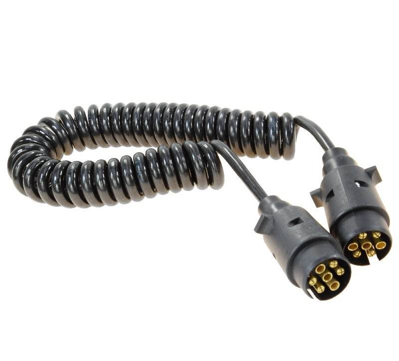 Złącze elektryczne przyczepy spiralne 2-wtyki przewód 7-żył 4m APARTS