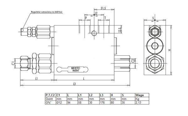 Zawór do pługów obrotowych tłok 60/80mm Zawór do pługów obrotowych tłok 60/80mm - obrazek 2