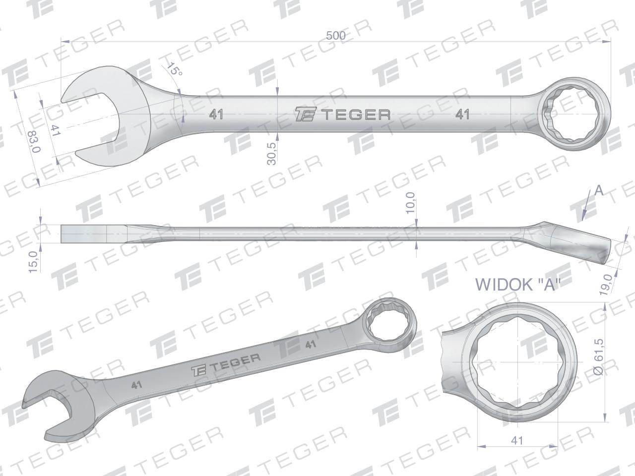 Klucz płasko-oczkowy 41mm teger Klucz płasko-oczkowy 41mm teger - obrazek 3