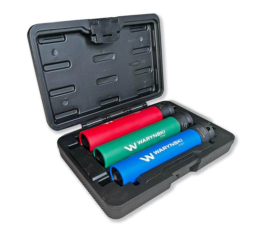 Zestaw nasadek udarowych 1/2 do felg lekkich ze stali crmo 17 19 21mm długich 150mm z osłoną. Waryński Zestaw nasadek udarowych 1/2 do felg lekkich ze stali crmo 17 19 21mm długich 150mm z osłoną. Waryński - obrazek 2