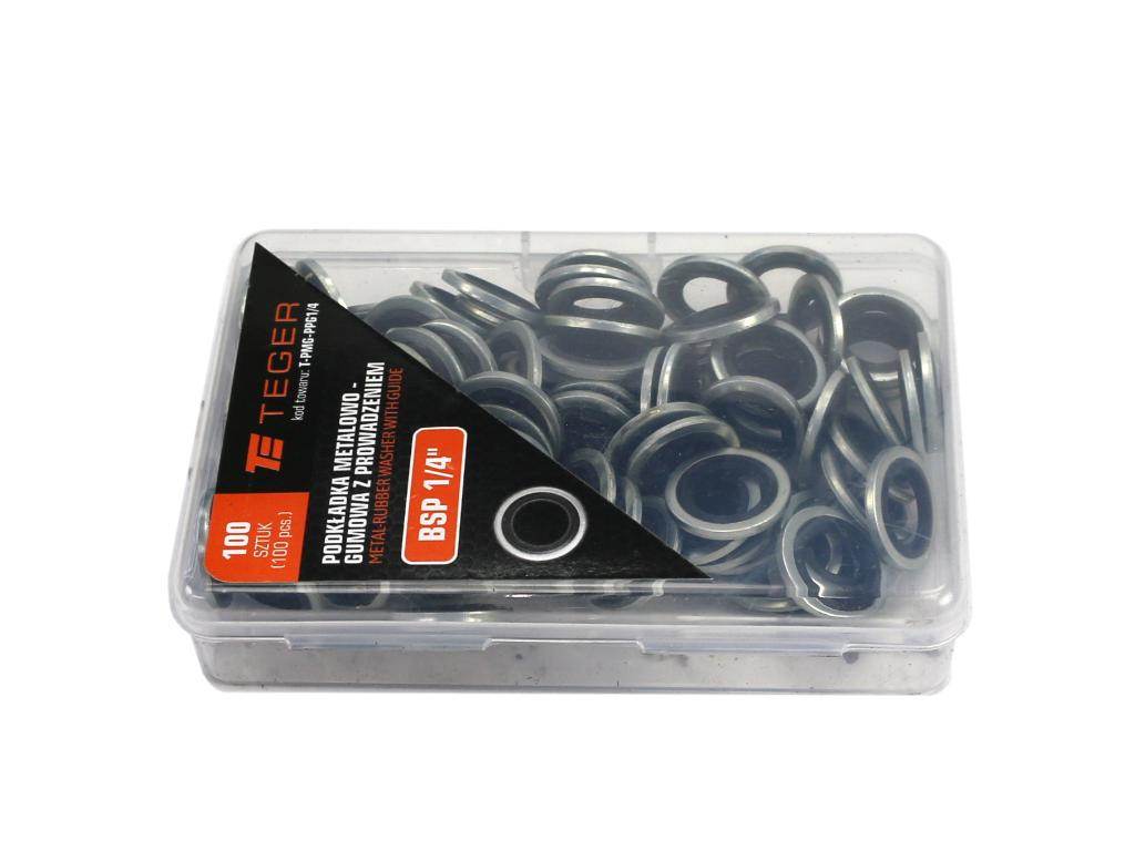 Podkładka metalowo gumowa z prowadzeniem bsp 1/4" teger 100szt Podkładka metalowo gumowa z prowadzeniem bsp 1/4" teger 100szt - obrazek 2