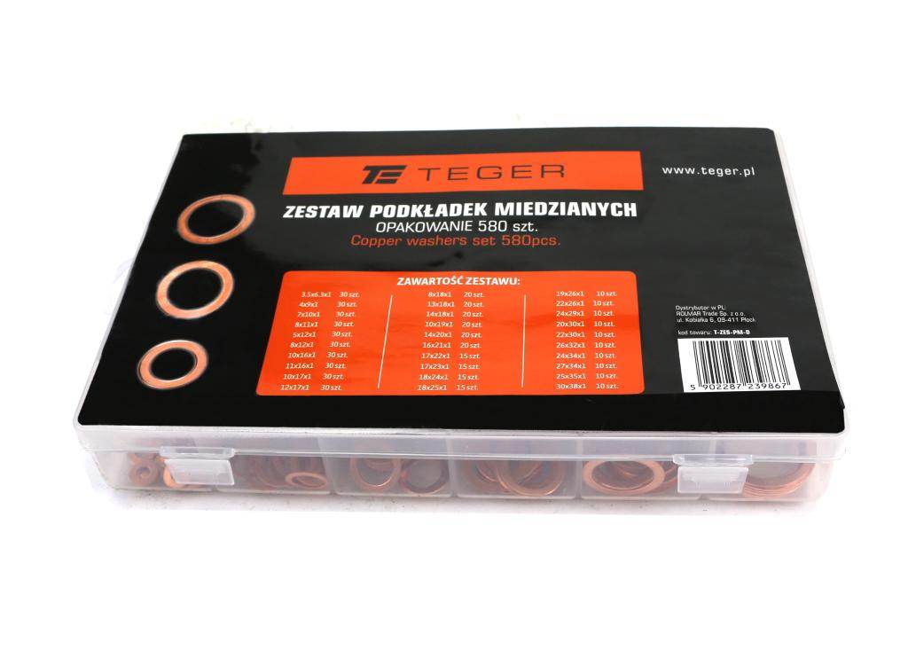 Zestaw podkładek miedzianych 580szt teger Zestaw podkładek miedzianych 580szt teger - obrazek 2