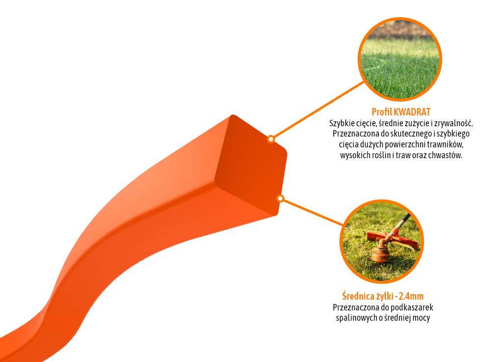 Żyłka tnąca do podkaszarek kwadrat 2.4mm 70 m teger Żyłka tnąca do podkaszarek kwadrat 2.4mm 70 m teger - obrazek 3