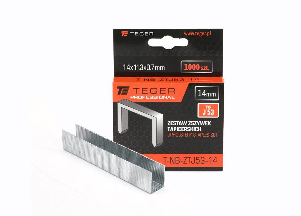 Zestaw zszywek tapicerskich professional typ j/53 14/11,3/0,7mm 1000szt teger
