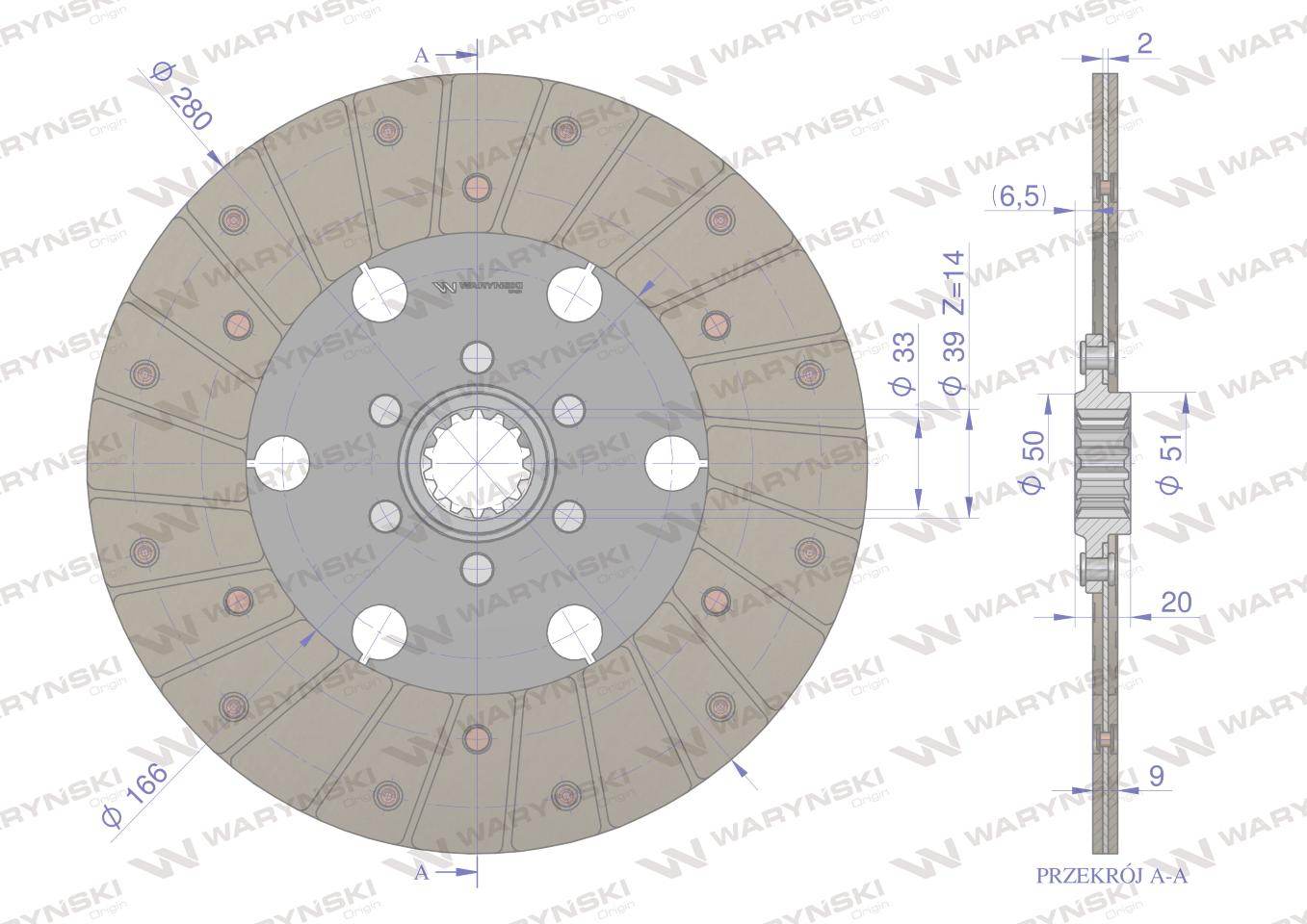 Tarcza sprzęgła t-25 2521025 waryński Tarcza sprzęgła t-25 2521025 waryński - obrazek 3
