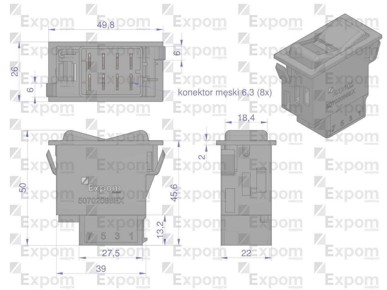 Włącznik przechylny do wbudowania case ih,steyr expom kwidzyn eu Włącznik przechylny do wbudowania case ih,steyr expom kwidzyn eu - obrazek 3