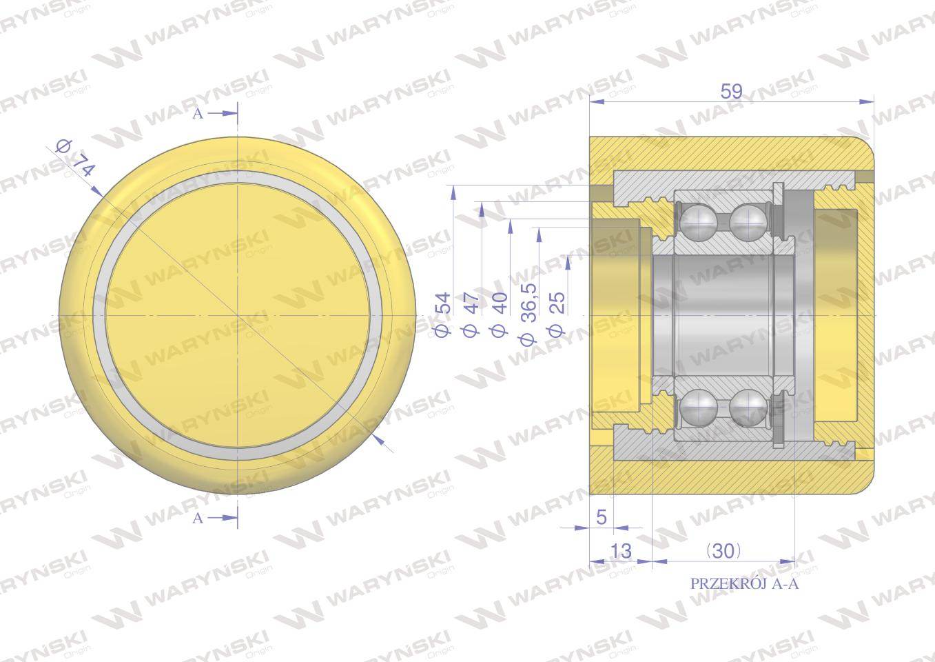 Rolka, podporowa pu 75x59x25, 08800298 grimme, waryński Rolka, podporowa pu 75x59x25, 08800298 grimme, waryński - obrazek 2