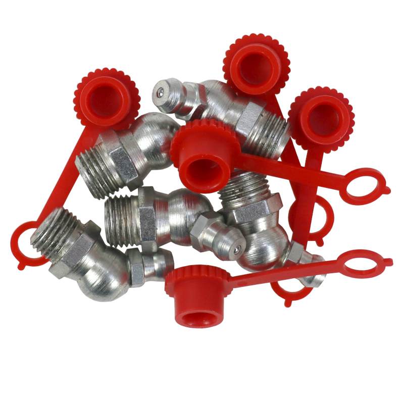 Komplet Smarowniczek M10x45 5szt Osłona Smarowniczki Czerwona Pzl Hydral