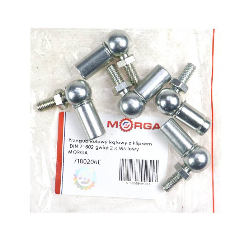 Przegub Kulowy Kątowy Z Klipsem Din 71802 Gwint M6 M6 Lewy Morga A 1 5szt Przegub Kulowy Kątowy Z Klipsem Din 71802 Gwint M6 M6 Lewy Morga A 1 5szt - obrazek 2