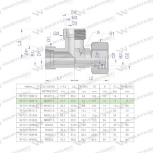 Trójnik hydrauliczny niesymetryczny metryczny bba m14x1.5 08l (xevl) waryński (po 1)