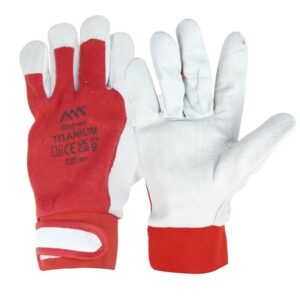 Rękawice Ochronne Z Licowej Skóry Bydlęcej Pięciopalcowe Elastyczne