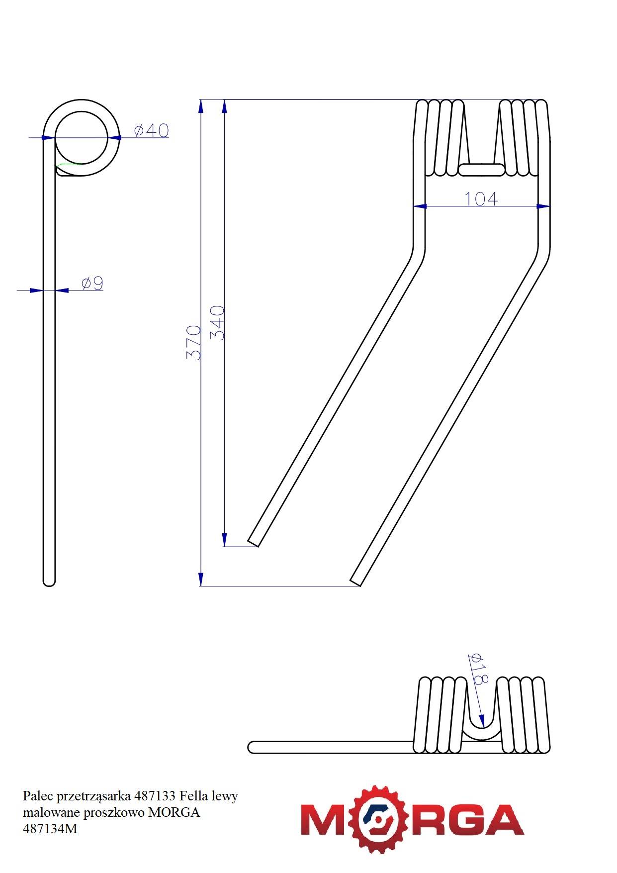 Palec Przetrząsarka 487133 Fella Lewy Malowane Proszkowo Morga Palec Przetrząsarka 487133 Fella Lewy Malowane Proszkowo Morga - obrazek 5